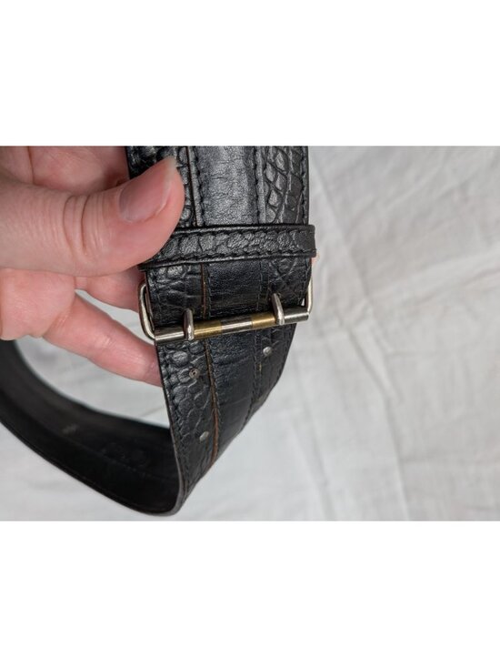 Vintage Gianni Versace Black Leather Croc Embossed Belt 70/28 Italy main image 5